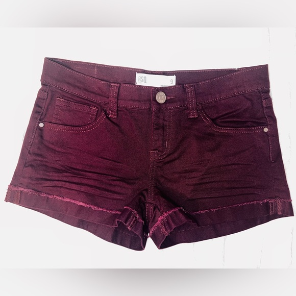 Women’s Dark Red Jean Shorts Malibu Cut-Off Size 9 Brand - RSQ - Picture 1 of 4